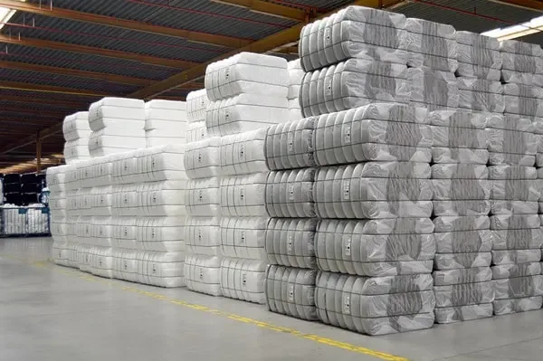 Bales of bleached raw cotton