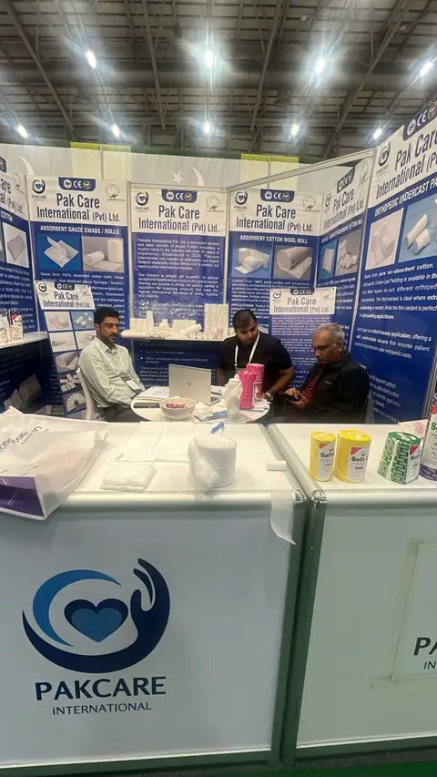 The Pak Care stand counter with product samples